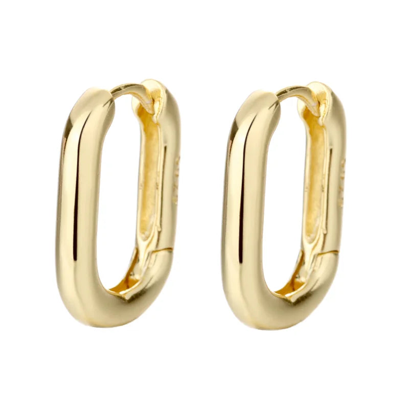 Hot Selling French S925 Sterling Silver Hoop Huggie Earrings 18K Gold Plated U Shaped Paperclip Minimalist Weddings Gifts