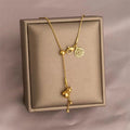 Hot Selling No Fade Titanium Steel Gold Plated Luxury China Style Gourd Pendant Tassel Necklace