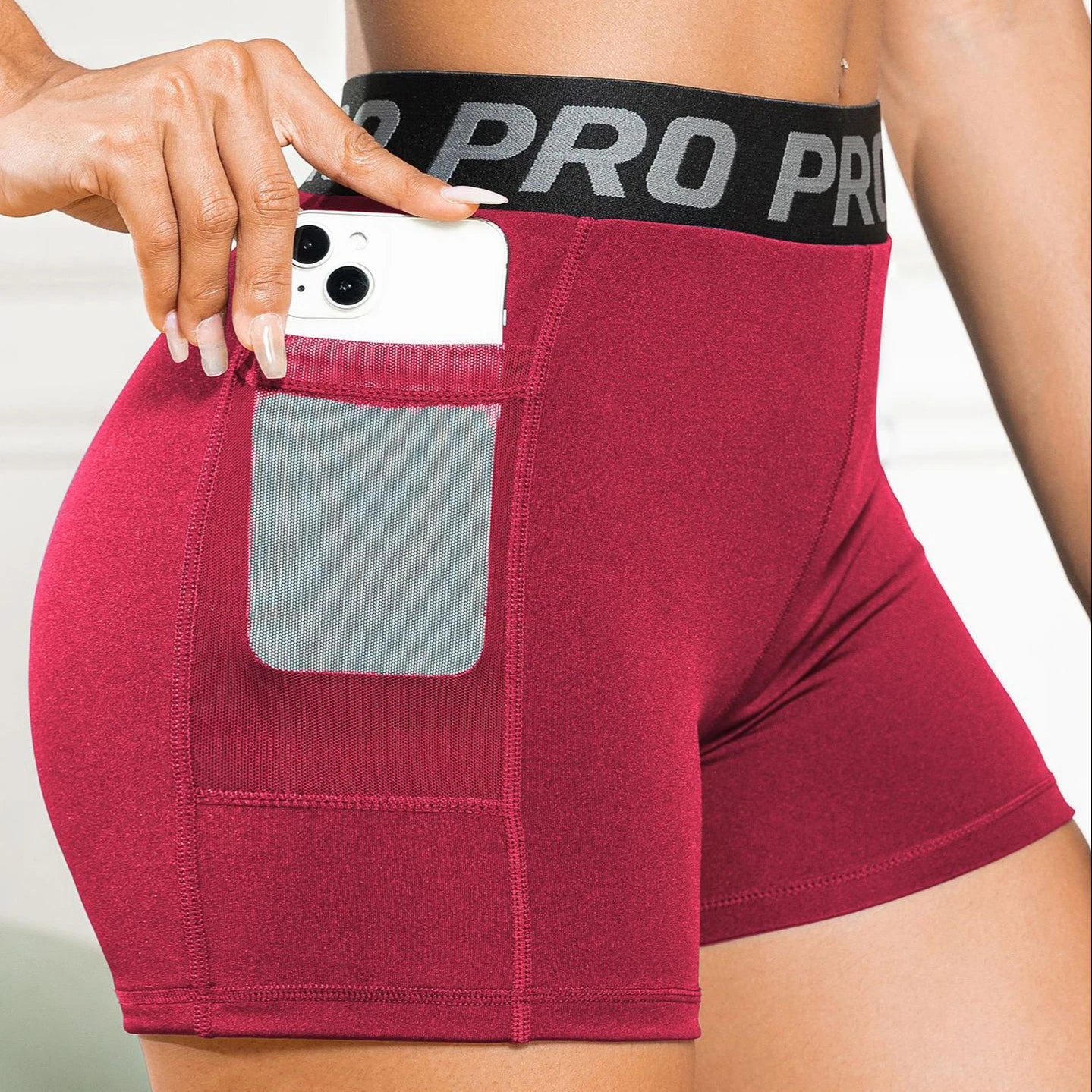 Gym Jogging Running Shorts Yoga Shorts Women High Waist Lifting Push up Tight Sports Pocket Fitness Yoga Short Pant