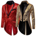 Mens Gold Sequin Swallowtail Suit Jackets Glitter Tailcoat Dance Stage Outfits Party Show Coat Sparkly Blazer Tuxedo Jacket