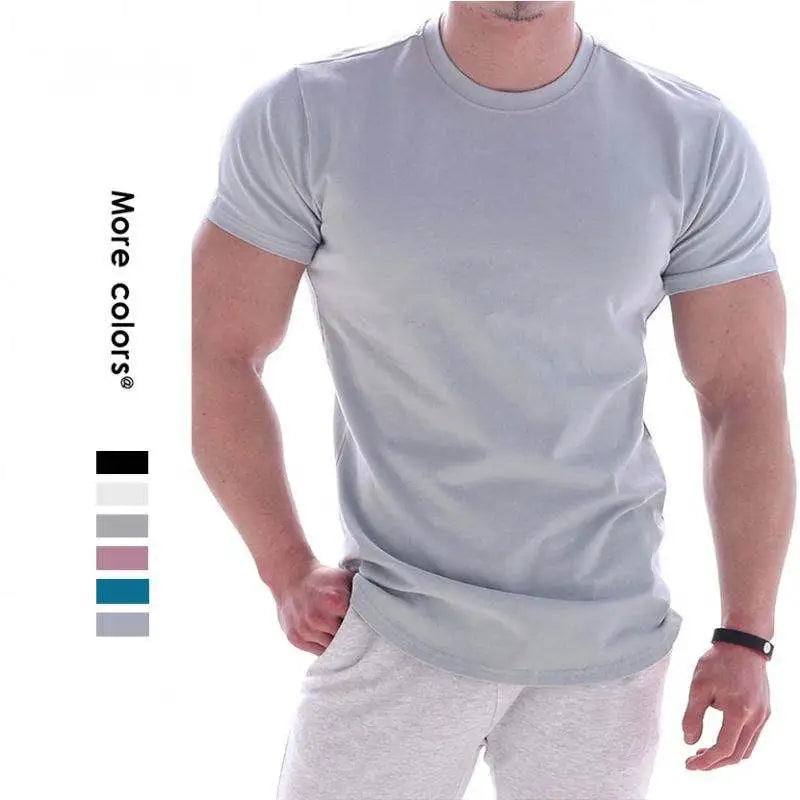 New Design Wholesale Gym Sportswear Muscle Man Top Plain Blank T- Shirts Short Sleeves Cotton Men's Casual Shirts