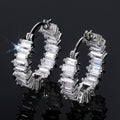European and American New Earrings Personalized Single Row Water Drop Zircon Earrings Luxury Socialite Ear Clip Wholesale
