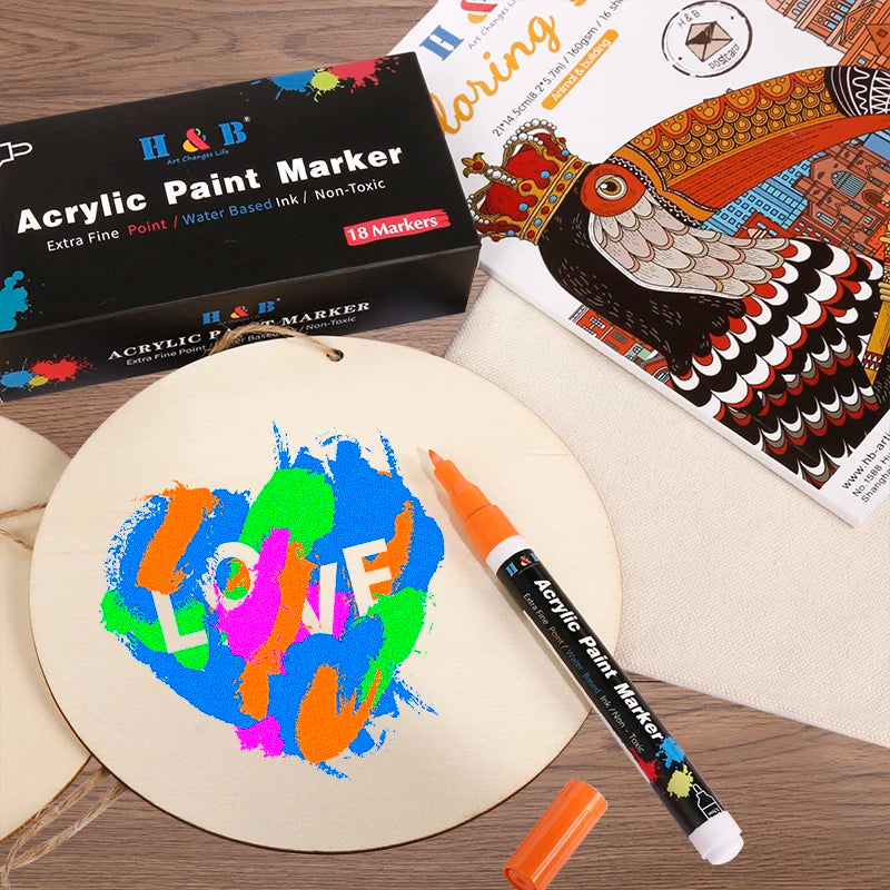 OEM/ODM Acrylic Markers Pen 36 Color Non-bleeding Waterproof Permanent Acrylic Paint Markers for Painting Graffiti