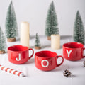 Factory New Product Large Capacity Red Christmas Last Name Ceramic Soup Cup Holiday Gift Cups for Children