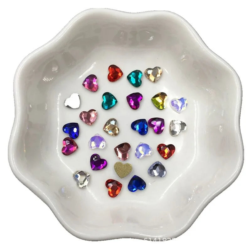 Yantuo New Fashion Loose Rhinestone Heart Shape Glass Crystals for Bags Garments Shoes