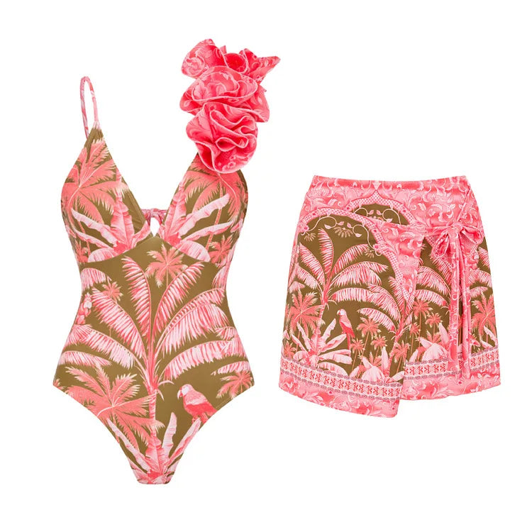 2025 Backless One Piece Bodysuit and Beach Skirt Luxury Bathing Suits Swimwear Modest Swimsuits for Women