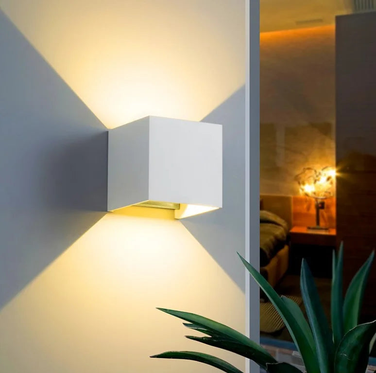 12W Modern Led Light Motion Sensor Cube Waterproof Wall Light up and Down for Outdoor IP65 LED Decoration Wall Light Outside