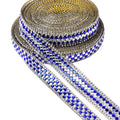 High Quality 13Mm and 17Mm Blue and White Square Rhinestone Tape Belt Applique Iron on Fabric Clothing Shoes Diy Decoration