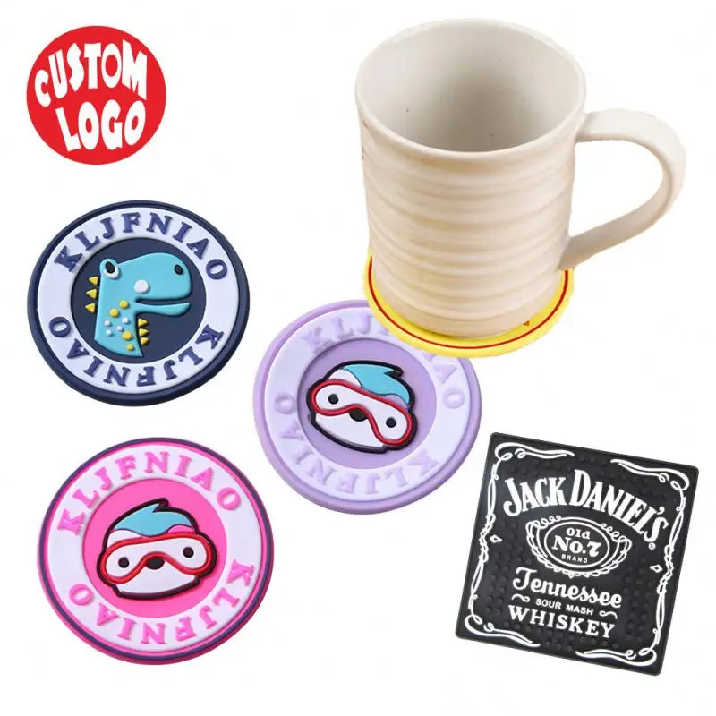 3D Soft Rubber PVC Coaster Silicone Cartoon Cup Coaster Nonslip Soft PVC Cup Coaster