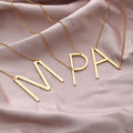 Elegant Tarnish Free 18K Gold Plated Stainless Steel Women Alphabet Sideways 26 Inital Letter Necklace Jewelry