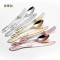 Vintage Copper Wedding CutleryStainless Steel Dinner Fork Knife and Spoon Flatware Sets
