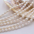Factory Wholesale 100% Natural Freshwater Pearl Chain 3-10mm4A Rice Shaped Pearls in White Pink Purple Colors Fashion Jewelry