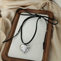 Stylish Wholesale Non Tarnish Jewelry Stainless Steel Necklace Drawstring Polished Heart Pendant Adjustable Necklaces for Women