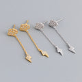 Fashion 925 Sterling Silver Cloud Lightning Long Chain Tassel Earrings Women Gold Plated Stud Earrings