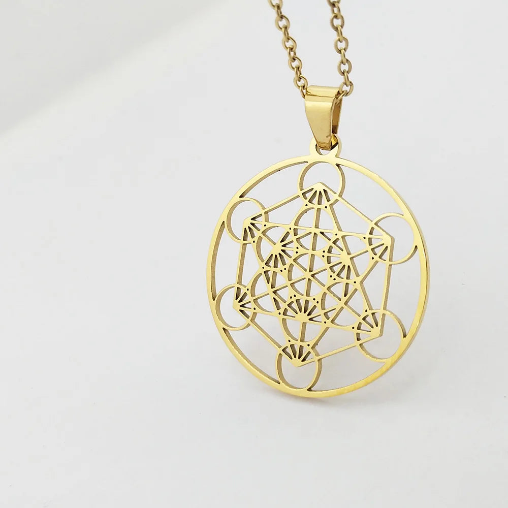 Metatron's Cube Sacred Geometry Pendant Orgone Necklace Designer Jewelry Famous Brands Stainless Steel Jewelry Necklace Joyeria