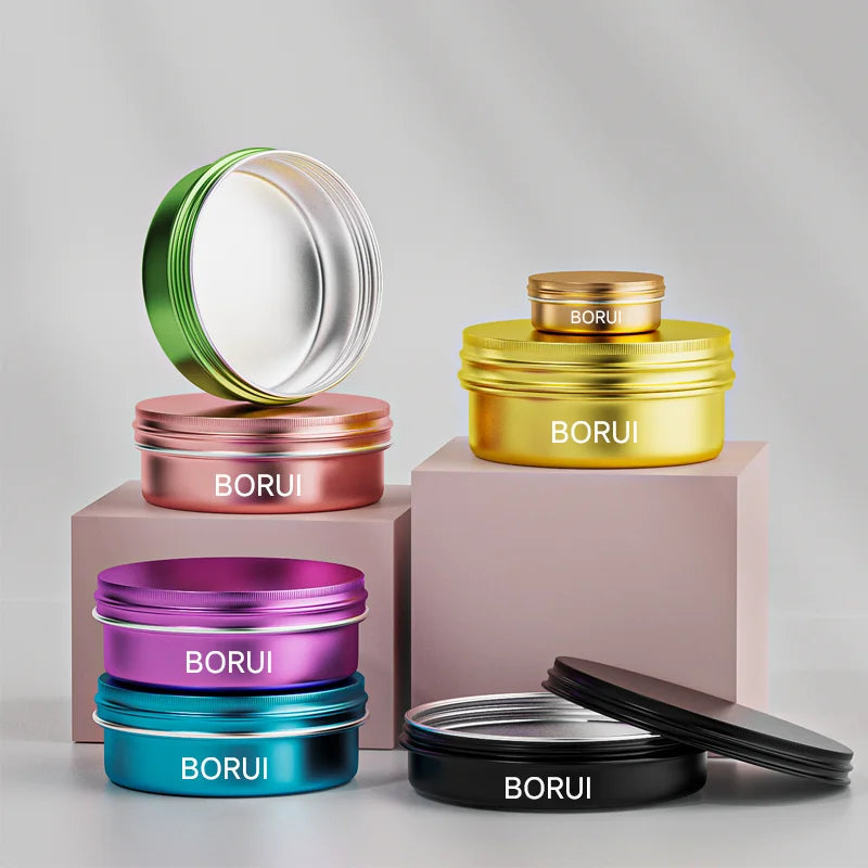 Borui Multicolored Tin Metal 250ml Capacity Jar for Candle Perfume Lotion Wig Packaging 5ml to 80ml Sizes Available