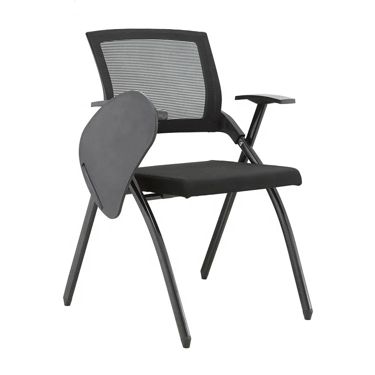 Industrial Style Fast Delivery Foldable Office Training Chair Mesh Furniture Wheel HS Code Writing Pad Fabric Armrest Guangdong