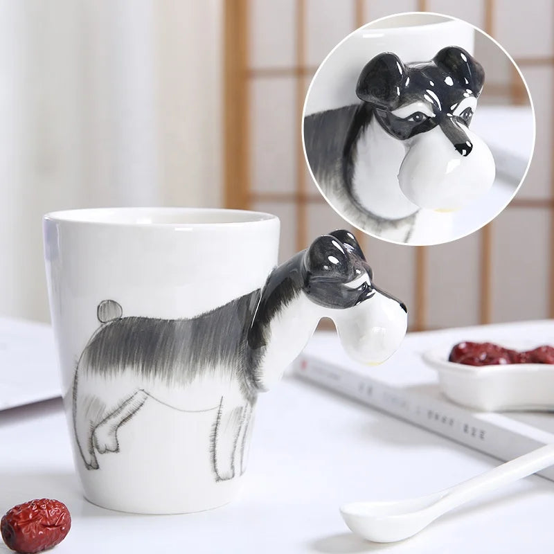 Animal Ceramic Cup Golden Retriever Samo Bulldog 3d Mugs Party Food Grade Sustainable Top Opening - 9 Cm X Height 11 Cm
