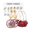Trendy 6pcs/Set Mix Designs Stud Drop Hoop Earring Set For Women Bohemia Mixed Shapes Girls Trendy Jewelry Wholesale