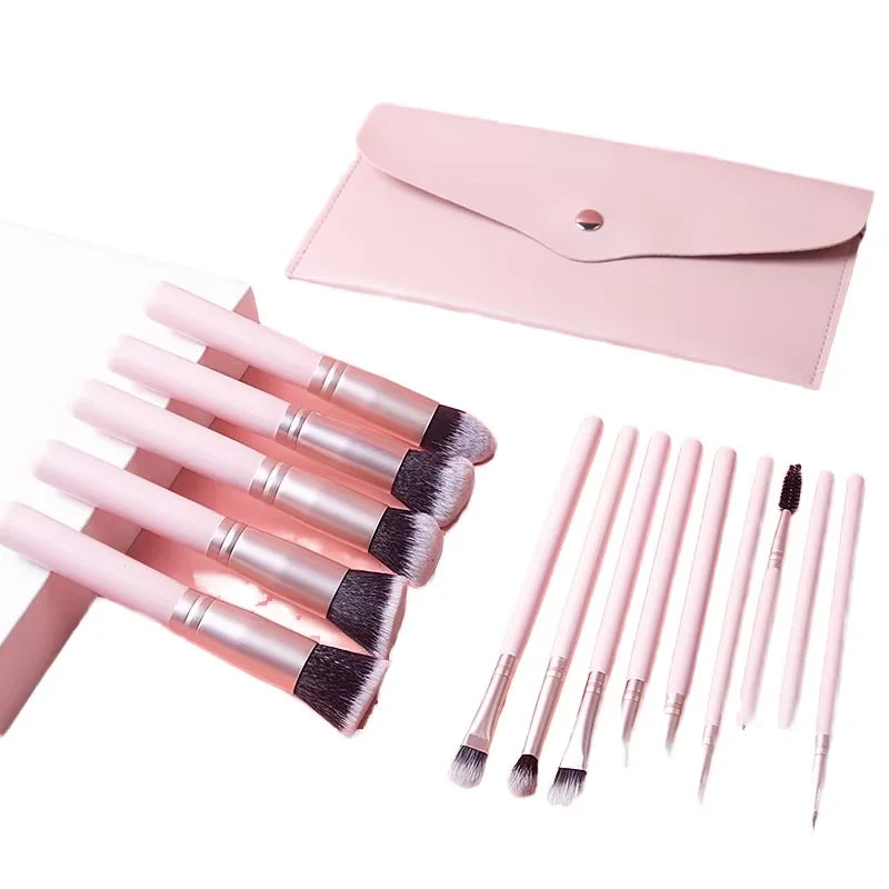 Premium Synthetic Foundation Blush Makeup Brush Set Private Labei Makeup Brush Eye Shadow 14pcs Opp Bag Synthetic Hair 10sets