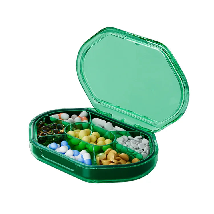 Portable Eco-Friendly Folding PC Pill Case & Box Dispenser Travel Pill Organizer with 7 Compartments for Different Medicines