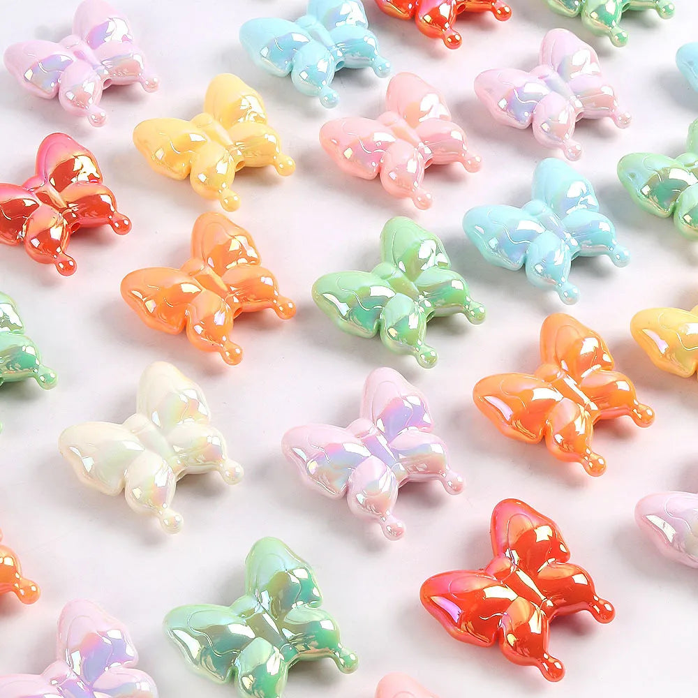 UV Large Straight Hole Beads Acrylic Crystal Butterfly Beads Necklaces Bracelets DIY Jewelry Making Findings Mobile Phone Chain