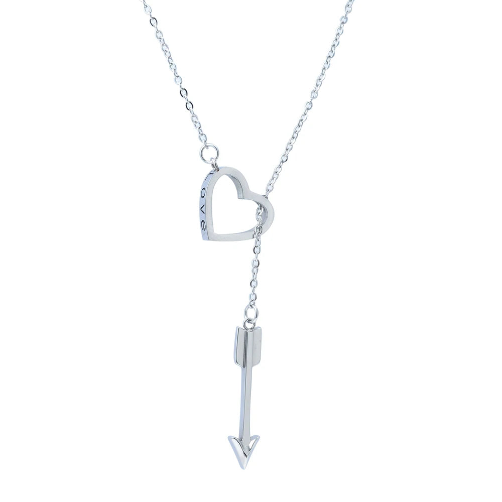 Women's Fashion Accessories Heart Pendant Stainless Steel Link Chain Necklace Trendy Jewelry for Anniversary