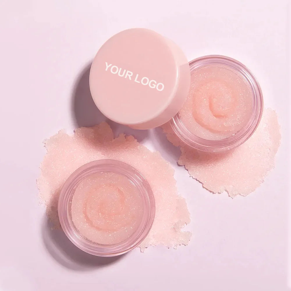 Wholesale Private Label pink Lip Scrub and Brush with Balm Applicator Vegan