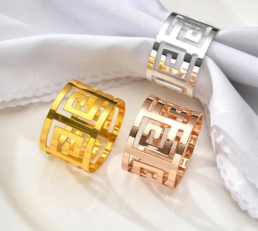 Home and Kitchen Gadgets European Style Napkin Rings Gold Silver Decoration Napkin Buckle for Wedding Banquet