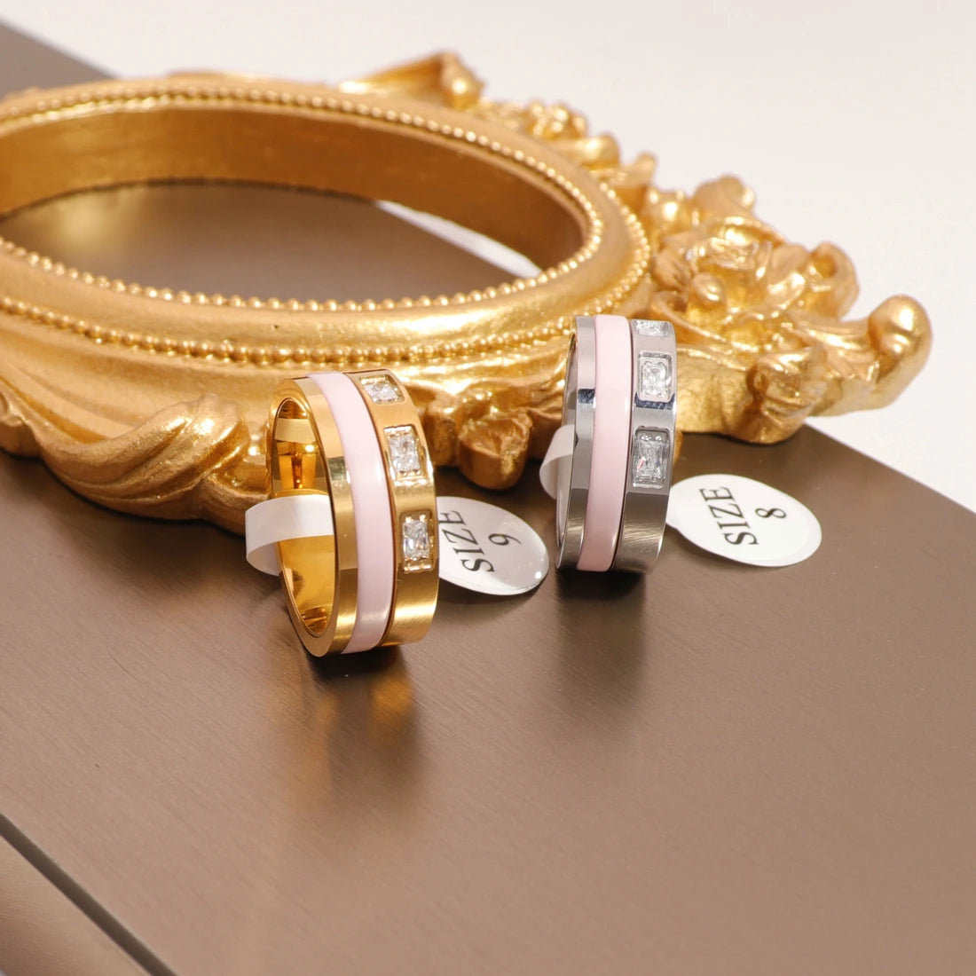 Solid Silver Gold Plated Rings Basketball Women Fashion Letter Custom Jewelry Cross Stainless Steel Ring