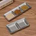 Korean Style Eco-Friendly Stainless Steel Barbecue Dipping Tray 3 Compartment Seasoning Sauce Dish Custom Logo for Restaurant