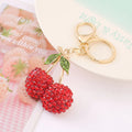 Alloy Cherry Car Keychain 3D Three-dimensional Rhinestone Fruit Travel Souvenir Company Gift Keychain Wholesale