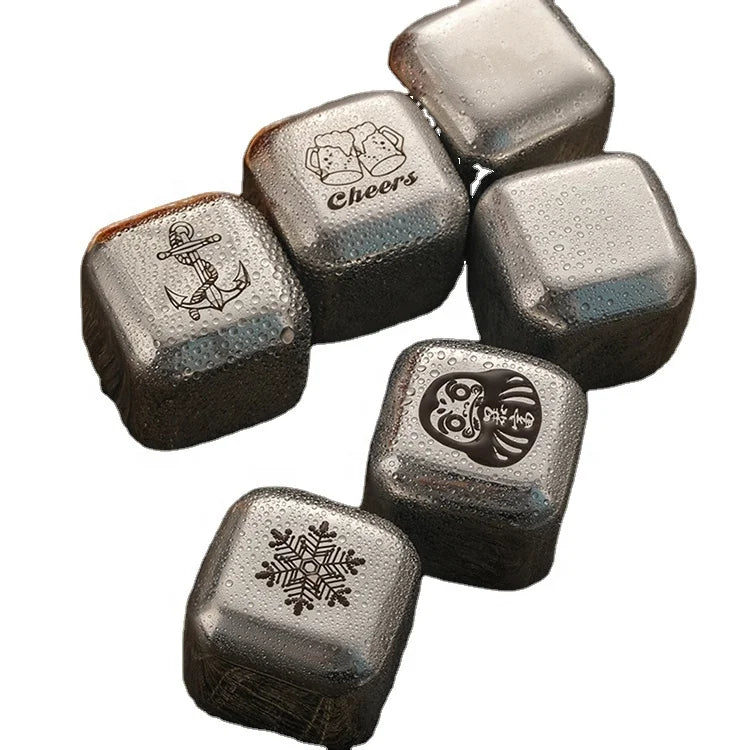 Hot Sale Reusable 304 Stainless Steel Wine and Whiskey Cooling Ice Cubes New Drinkware Accessory for Bar Beverages