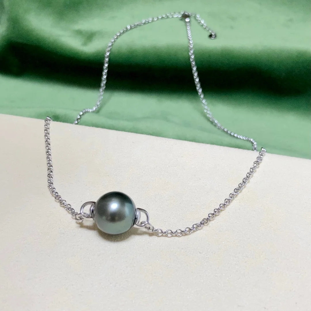 N440 11-12mm DIY Natural  Freshwater Pearl Charm Pendant Necklace Chain Accessory 925 Sterling Silver Jewelry for Women