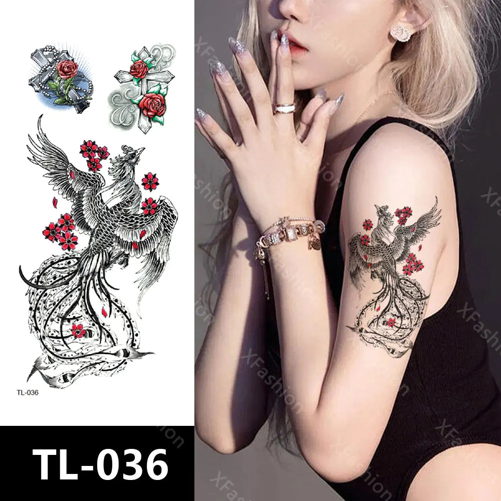 Temporary Tattoos Stickers Body Arm Chest Shoulder Tattoos for Men and Women Skull Skeleton Tattoos