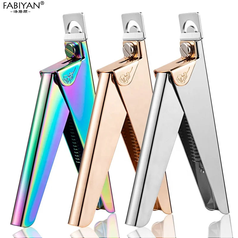 Stainless Steel UV Gel False Nail Tips Trimmer Edge Cutter Nail Art Clipper Manicure Tools U Rainbow Gold Silver Color