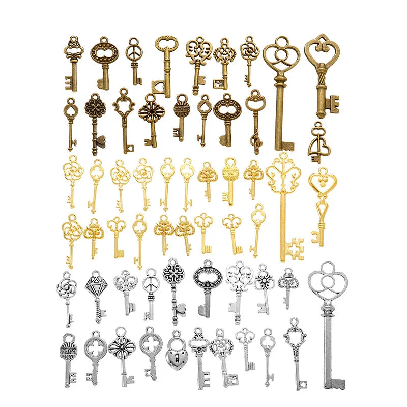 YuenZ 40pcs/set Mix Key Charms Metal Pendants for Jewelry Making DIY Handmade Craft U073