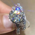 CAOSHI Dainty 6 Claws Design 3A Zircon Hollow 2Pcs Sets Couple Rings for Women Wedding Engagement Silver Plated CZ Rings Jewelry