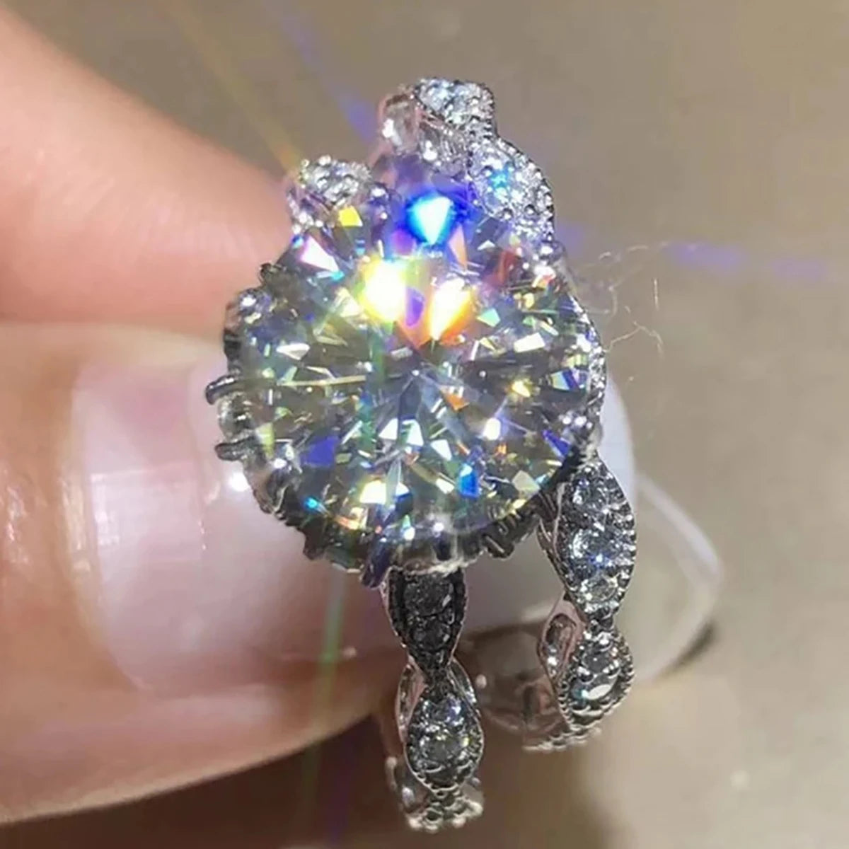 CAOSHI Dainty 6 Claws Design 3A Zircon Hollow 2Pcs Sets Couple Rings for Women Wedding Engagement Silver Plated CZ Rings Jewelry
