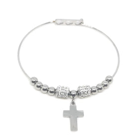 Religious Popular Bracelet Christian Jewelry Stainless Steel Lady DIY Bracelet Cross Bangle