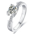 Sterling Silver 925 Round Cut Moissanite Engagement Ring  0.5 Carat Solitaire Diamond Anniversaries Weddings Engagement Ring
