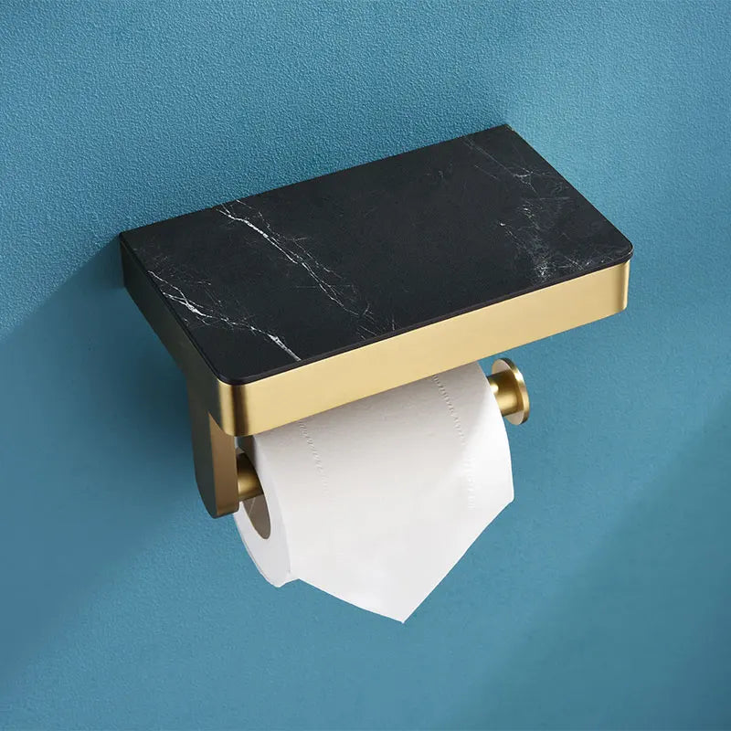Modern Hotel Black Toilet Paper Holder Wall Mount Tissue Roll Hanger 304 Stainless Steel Brushed Gold Bathroom Hardware Set