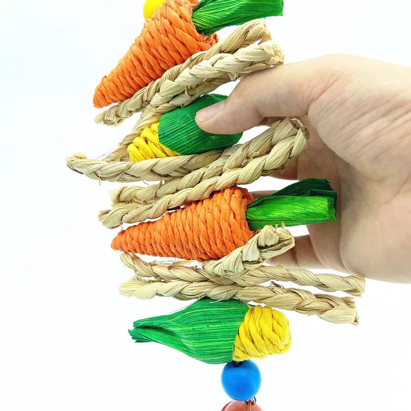 Hand Knit Carrot Corn Pet Chew Toy for Rabbits Parrots Birds Pet Chew Product