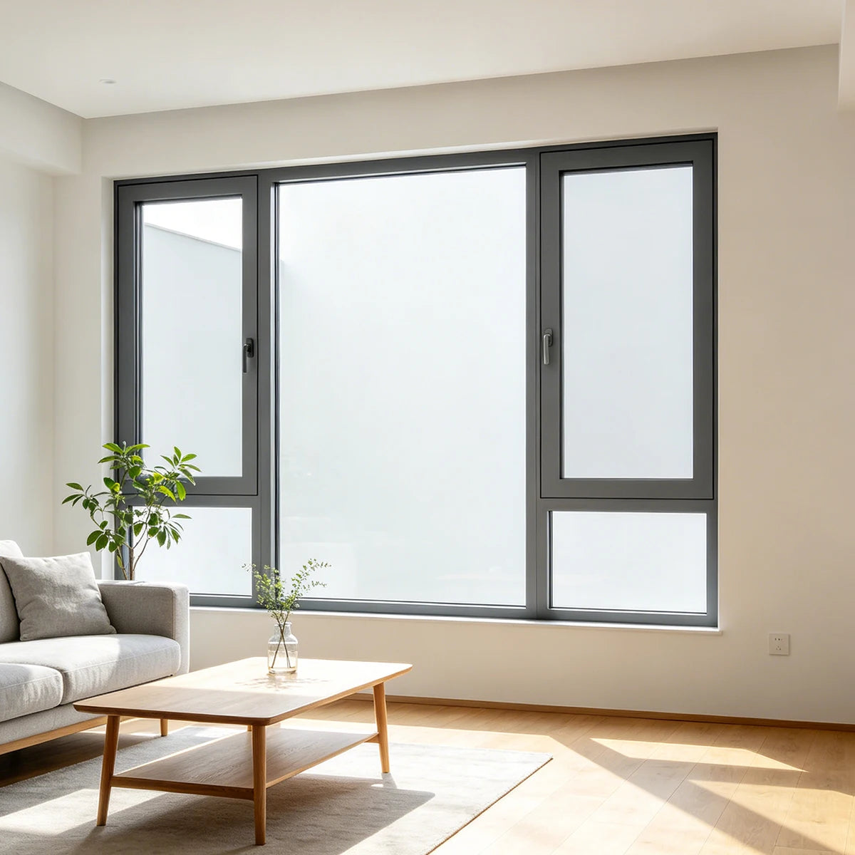 Minimal Narrow Frame Dustproof Noise Reduction High Transmittance Aluminum Frame Double Glazed Glass Casement Window for Houses