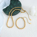 Fashion Jewelry 18K Gold Silver Plated Stainless Steel Handmade CZ Stone Round Metal Beads Necklace for Women