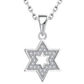 YH JEWELLERY 925 Sterling Silver White Gold Plating Hexagram CZ Iced Out Star of David Pendant