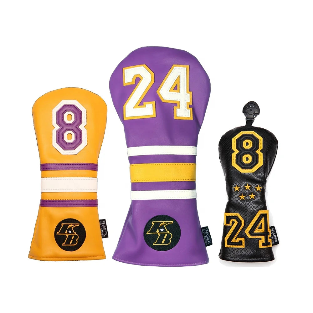 Drop-Shipping PU Leather Number 8 24 Applique Golf Driver Cover FW Fairway Wood Hybrid Headcover