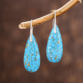 Dainty Blue Jasper Earrings Emperor Stone Water Drop Pendant Earrings Natural Raw Gemstone Healing Bohemian Earrings for Women