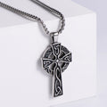 Men's Women's Vintage Stainless Steel Norse Viking Jewelry-Celtic Knot Cross Necklace Box Chain for Christian Great Gift Idea