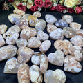 Kindfull Wholesale Natural Crystal Gemstone Polished Stone Flower Agate Hearts Healing Crystal Quartz Heart for Decoration